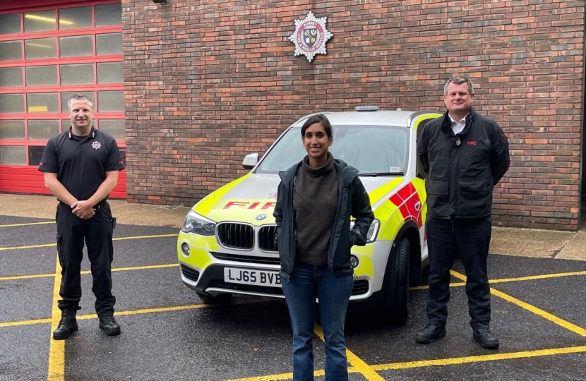 Claire with firefighters at Godstone Fire Station