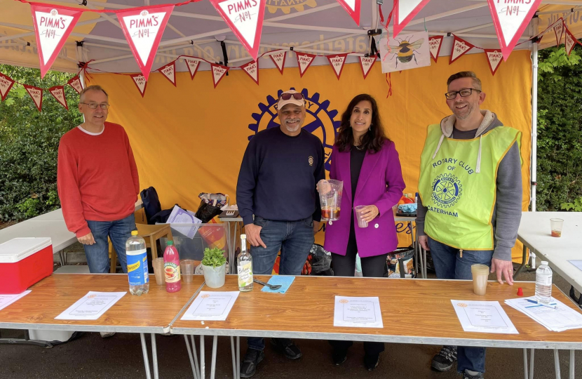 Claire on Pimms duty with the Caterham Rotary club