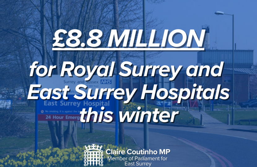 £8.8 million for Royal Surrey and East Surrey Hospitals this winter