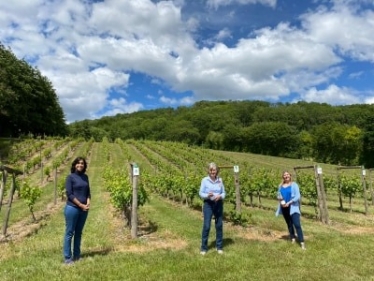 Claire Coutinho MP for East Surrey visiting Godstone Vineyards