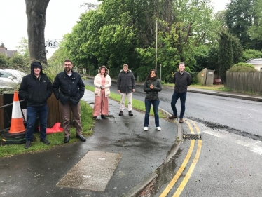 Claire with residents on Massetts Road