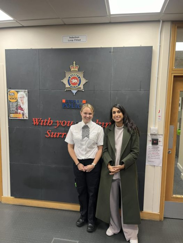 Claire with Inspector Lindsey Whatley, the Borough Commander for East Surrey