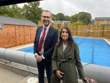 Claire with Cllr McIntosh at pool opening 