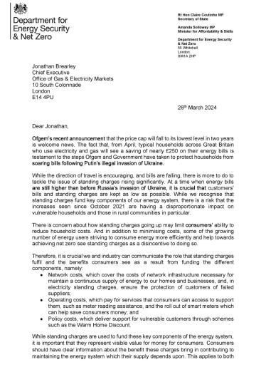 Letter to Ofgem - Page 1