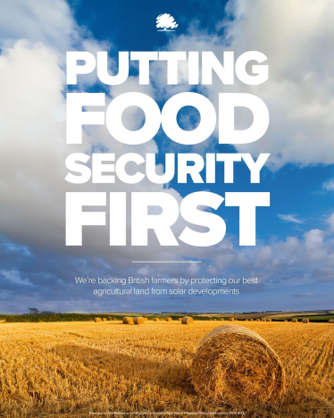 Putting food security first: We're backing British farmers by protecting our best agricultural land from solar developments.